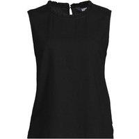 Lands' End Women's Linen Blend Sleeveless Ruffle Top in Black | Size: 14-16