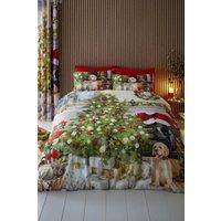 Fusion 'Christmas Tree' Festive Scene Print Duvet Cover Set | Size: Double