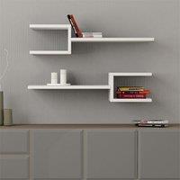 Decortie Fork' Modern Floating Shelf Set 18.2cm 2 Piece in White | Size: 1 Pack