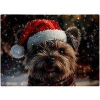 Warren Reed - Designer Snowy Christmas Cairn Terrier Glass Chopping Board
