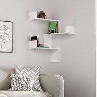 Decortie Luksa' Wall Shelf Bookcase Corner Zigzag Design 60cm in White | Size: 1 Pack