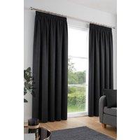 Fusion 'Galaxy' Dim out woven Pair of Pencil Pleat Curtains in Black | Size: 229 cm width x 183 cm drop