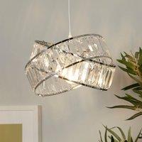 Lighting Collection 2 Band Chrome Easy Fit Shade Lamp Shade in Silver