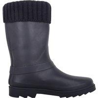 ABSOLUTE FOOTWEAR Childrens Flat Knitted Turn Collar Welly with Ring Strap in Navy | Size: 2