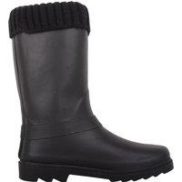 ABSOLUTE FOOTWEAR Childrens Flat Knitted Turn Collar Welly with Ring Strap in Black | Size: 2