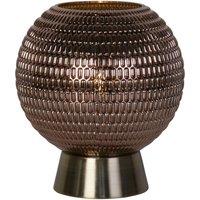 Lighting Collection Battery Powered Glass Lamp Grey Table Lamp in Gold