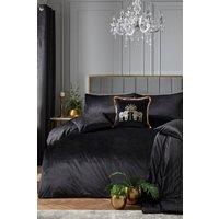 Laurence Llewelyn-Bowen 'Montrose' Luxury Velvet Duvet Cover Set in Black | Size: Double