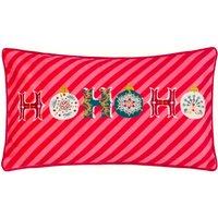 Evans Lichfield Ho Ho Ho Festive Embroidered Piped Polyester Filled Cushion in Red | Size: 30 cm x 50 cm