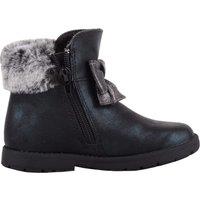 ABSOLUTE FOOTWEAR Girl's Childrens Easy Slip on Zip Up Faux Fur Lined Bow Design Boots Booties in Black | Size: Infant 5