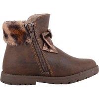 ABSOLUTE FOOTWEAR Girl's Childrens Easy Slip on Zip Up Faux Fur Lined Bow Design Boots Booties in Brown | Size: Infant 7