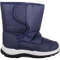 ABSOLUTE FOOTWEAR Childrens Easy Slip On Padded Waterproof Snow Boots with Fleece Lining in Navy | Size: Infant 11