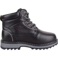 ABSOLUTE FOOTWEAR Boy's Childrens Kids Slip On Lace Up Casual Sturdy Walking PU High Top Boots in Black | Size: Infant 13