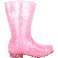 ABSOLUTE FOOTWEAR Girl's Childrens Easy Slip On Glitter Sparkle Waterproof Wellington Boots in Pink | Size: Infant 12