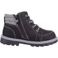 ABSOLUTE FOOTWEAR Boy's Childrens Slip On Lace Up Inside Zip Walking Sturdy PU Boots Shoes in Black | Size: Infant 9
