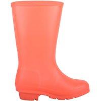 ABSOLUTE FOOTWEAR Girl's Childrens Slip On Florescent Waterproof Rain Welly Wellington Boots in Orange | Size: Infant 11