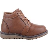 ABSOLUTE FOOTWEAR Boy's Childrens Lace Up Faux Leather Winter Walking Ankle Boots Booties in Brown | Size: Infant 12