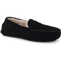 Lands' End Men's Suede Moccasin Slippers in Black | Size: 10