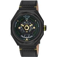 Stella Solar Power Swiss Quartz Black/Green Dial, Black/Gold Handmade Italian Leather Watch