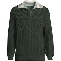 Lands' End Men's Tipped Collar Half Zip Drifter Jumper in Khaki | Size: Medium