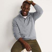 Lands' End Men's Quilted Funnel Neck Sweatshirt in Grey | Size: Large