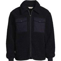 Lands' End Men's Borg Fleece Zip Front Shacket in Navy | Size: 2XL