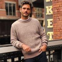 Lands' End Men's Plated Rib Jumper in Camel | Size: Medium