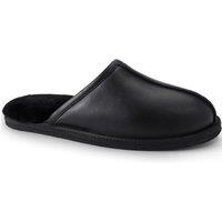 Lands' End Men's Leather Mule Slippers in Black | Size: 8