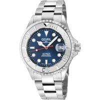 Gevril Men's Wall Street, Swiss Automatic Watch, Blue Dial, Unidirectional rotating bezel Bezel, 316L Stainless Steel, & Sapphire Crystal in Silver
