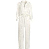 Lands' End Women's Embroidered Cotton Jersey Pyjama Set in Ivory | Size: 20