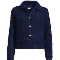 Lands' End Women's Waffle Collared Cardigan in Navy | Size: 20