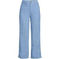 Lands' End Women's Wide Leg Cropped Linen Trousers in Blue | Size: 14-16