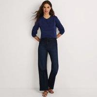 Lands' End Women's Wide Leg Denim Tie Waist Trousers in Dark Blue | Size: 16