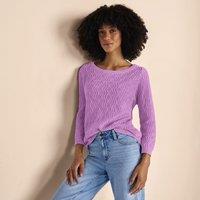 Lands' End Women's Linen/Cotton Cable Jumper in Lilac | Size: 14-16