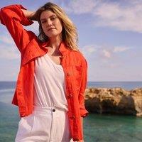 Lands' End Women's Linen Shirt Jacket in Navy | Size: 16-18