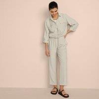 Lands' End Women's Soft Twill Cropped Tie Waist Joggers in Stone | Size: 14