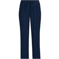 Lands' End Women's Soft Twill Cropped Tie Waist Joggers in Navy | Size: 14