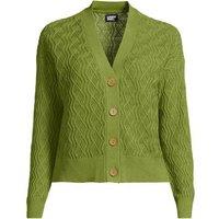 Lands' End Women's Linen/Cotton Cable Cardigan in Green | Size: 14-16