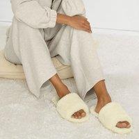 Lands' End Women's Sheepskin Slider Slippers in Cream | Size: 5