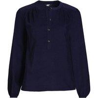 Lands' End Women's Plus Smocked Cord Popover Top in Navy | Size: 8
