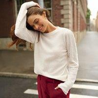 Lands' End Women's Pearl Detail Jumper in Ivory | Size: 16-18