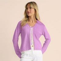 Lands' End Women's Linen Cotton Blend Tie Front Cardigan in Lilac | Size: 14-16