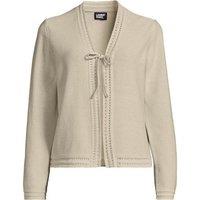 Lands' End Women's Linen Cotton Blend Tie Front Cardigan in Natural | Size: 16-18