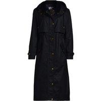 Lands' End Women's Hooded Long Waxed Coat in Black | Size: 14-16