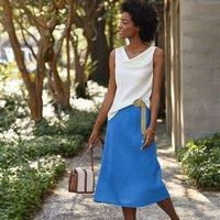 Linen Bias Pull-on Midi Skirt