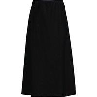 Lands' End Women's Linen Bias Pull-on Midi Skirt in Black | Size: 20
