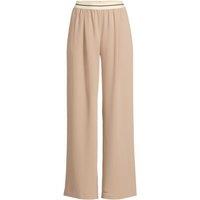 Lands' End Women's Wide Leg Waist Stripe Woven Trousers in Stone | Size: 10-12R