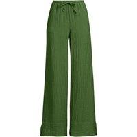 Lands' End Women's Wide Leg Pull-on Crinkle Trousers in Green | Size: 14-16R