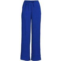 Lands' End Women's Wide Leg Pull-on Crinkle Trousers in Blue | Size: 14R