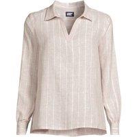 Lands' End Women's Long Sleeve Linen Split Neck Shirt in Ivory | Size: 10-12