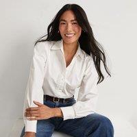 Lands' End Women's Petite Crochet Detail Shirt in White | Size: 12